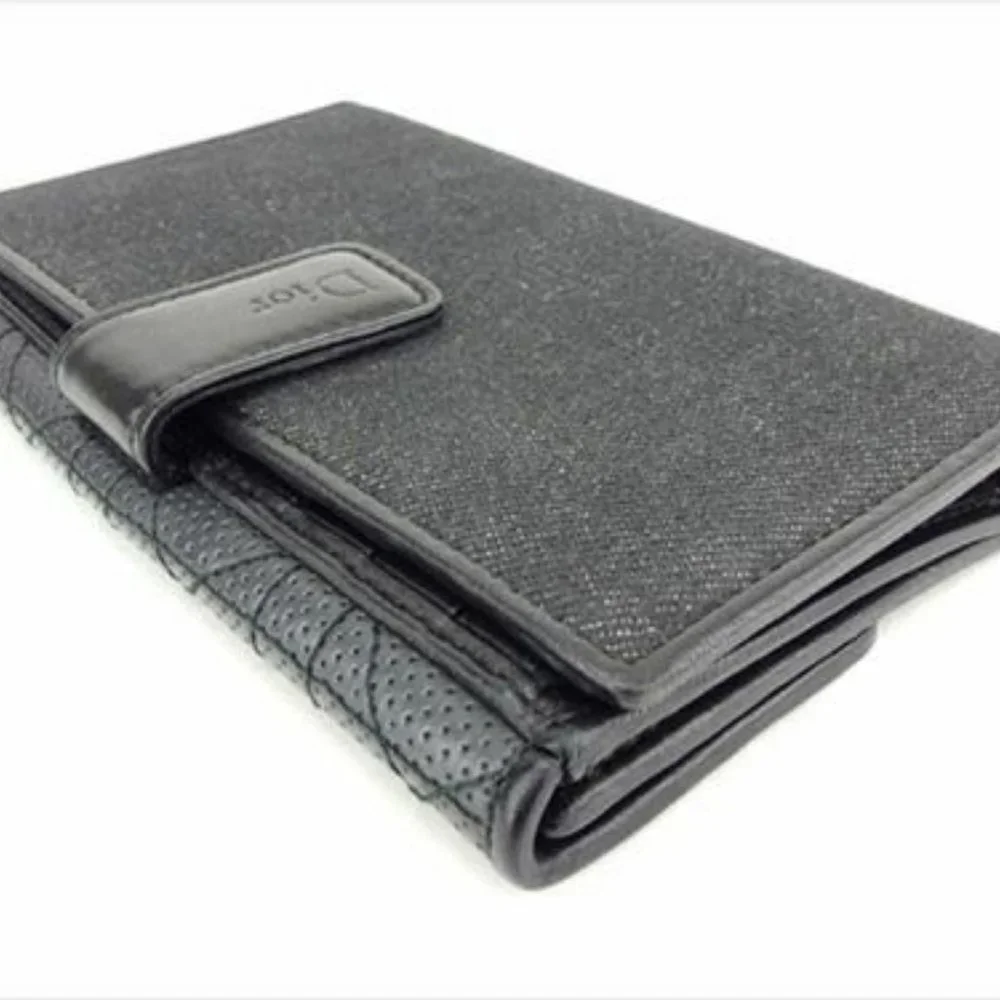 AUTH Dior Wallet Purse Long Wallet Black Canvas Leather Mens